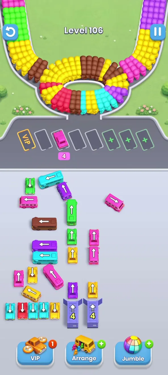 Buses with 12 and 32 parked, left stack still on the lot