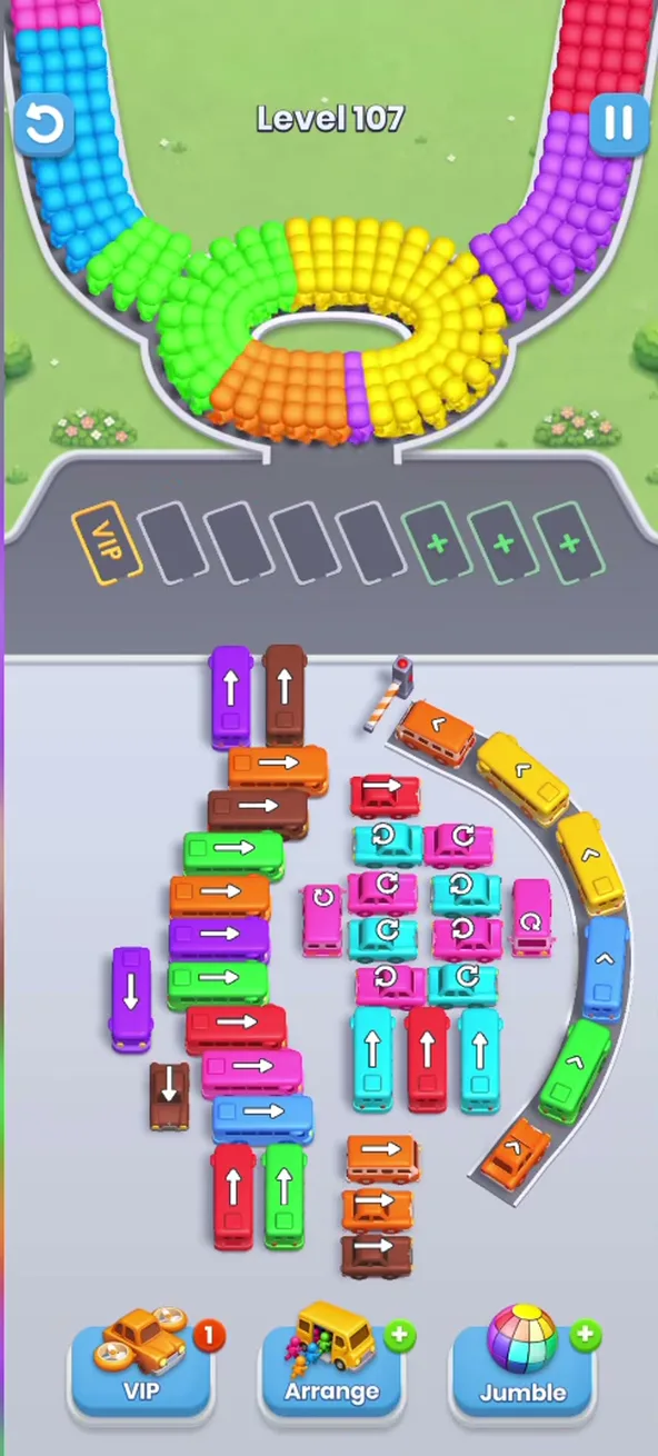A bus with 24 parked and one more driving away at the upper left, the lane at the right still full