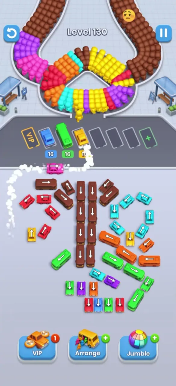 Three buses parked, left side of the lot thinner