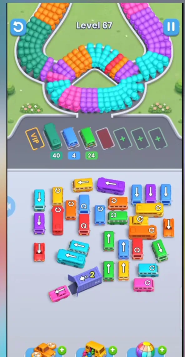 Row with 40, 4 and 24 parked, lane and garage unchanged at the lower left