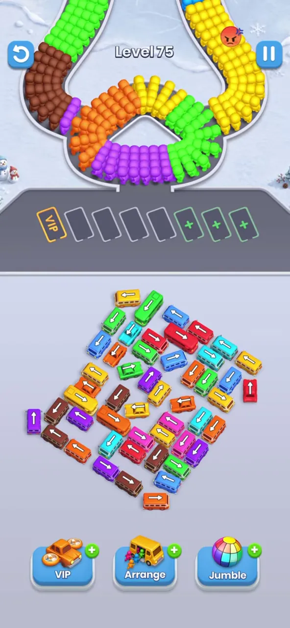 Bus Fever Party level 75: tilted square, crossed buses