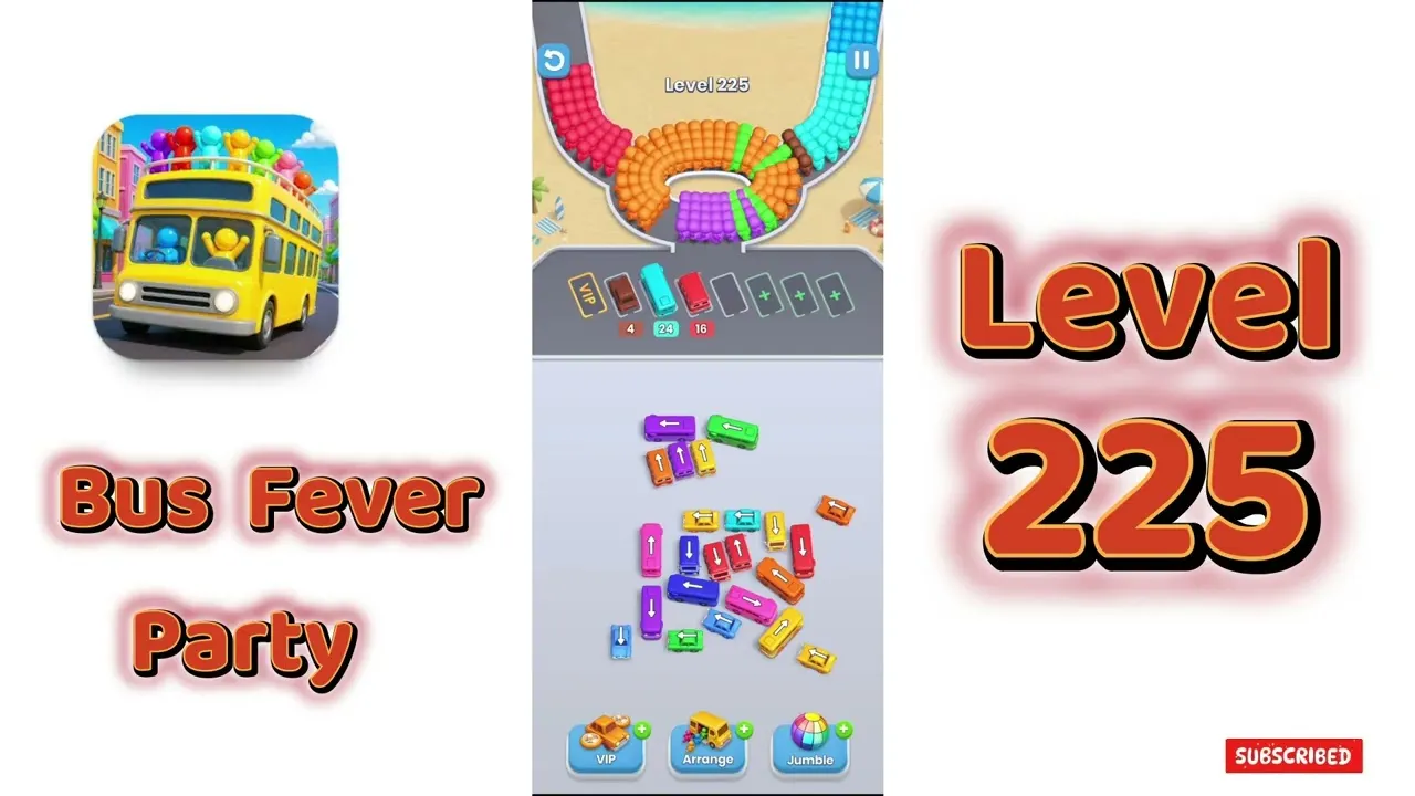 Level 225 of Bus Fever Party played through to the last bus