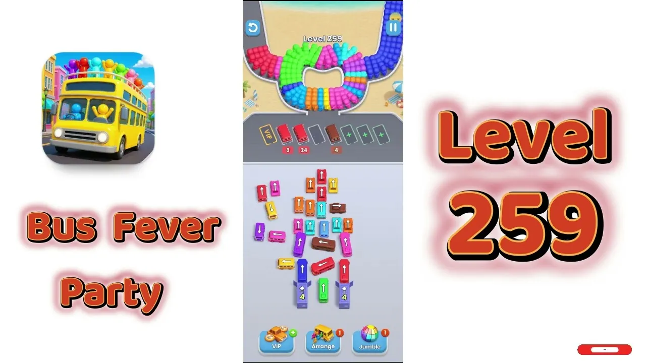Bus Fever Party level 259 walkthrough, classic layout
