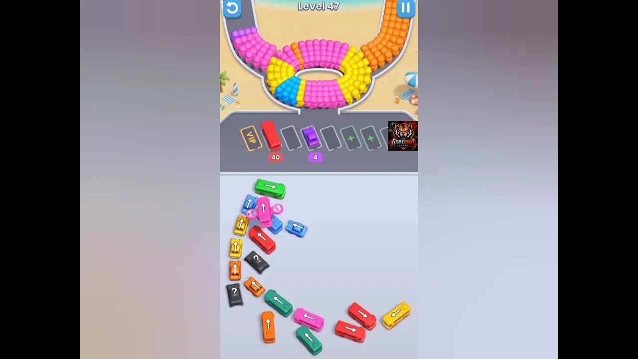 Level 47 of Bus Fever Party played through to the last bus