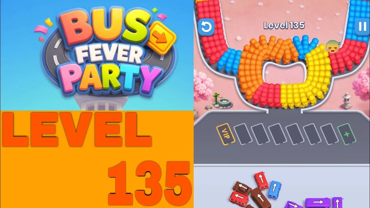 Bus Fever Party level 135 walkthrough, classic layout