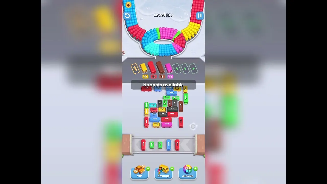 Bus Fever Party level 130 walkthrough, newer layout
