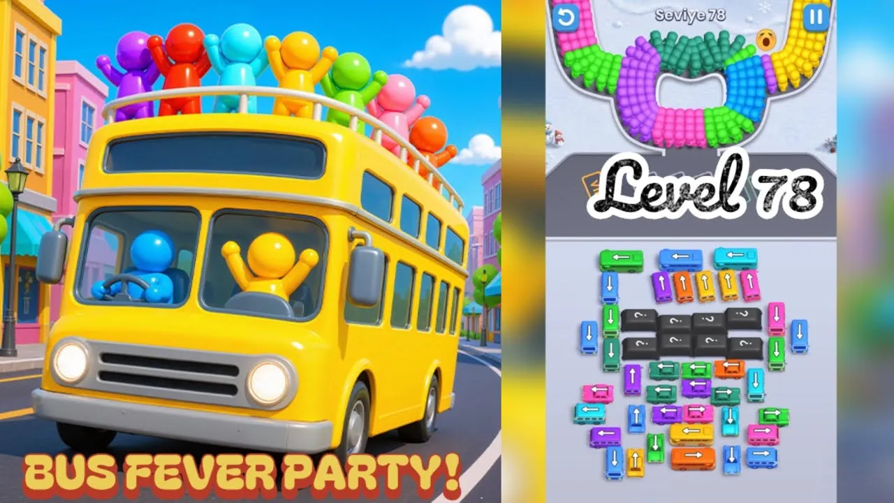 Level 78 of Bus Fever Party played through to the last bus