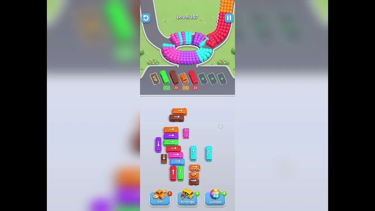 Bus Fever Party level 107 walkthrough, newer layout