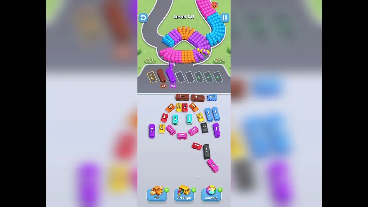 Bus Fever Party level 141 walkthrough, newer layout